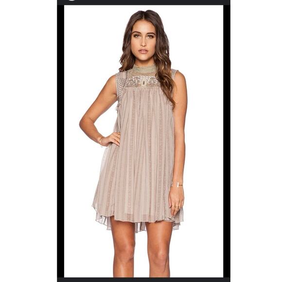 Free People Dress medium Georgette lace sheer Royal Regencycore Fairy babydoll - Picture 2 of 16